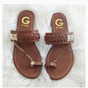 Guess Brown Toe Chain Sandals 
